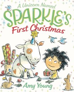 A Unicorn names Sparkles first Christmas