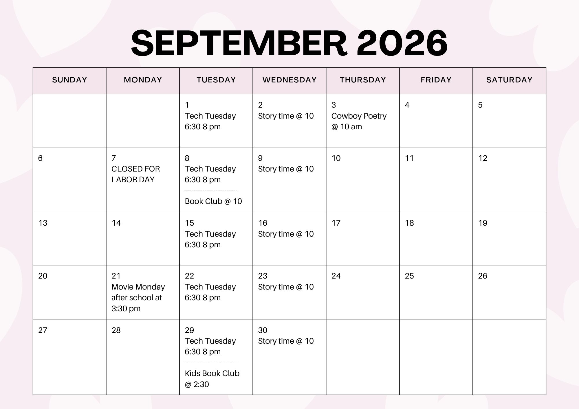 Pink Simple June 2026 Calendar Agenda A4 Document