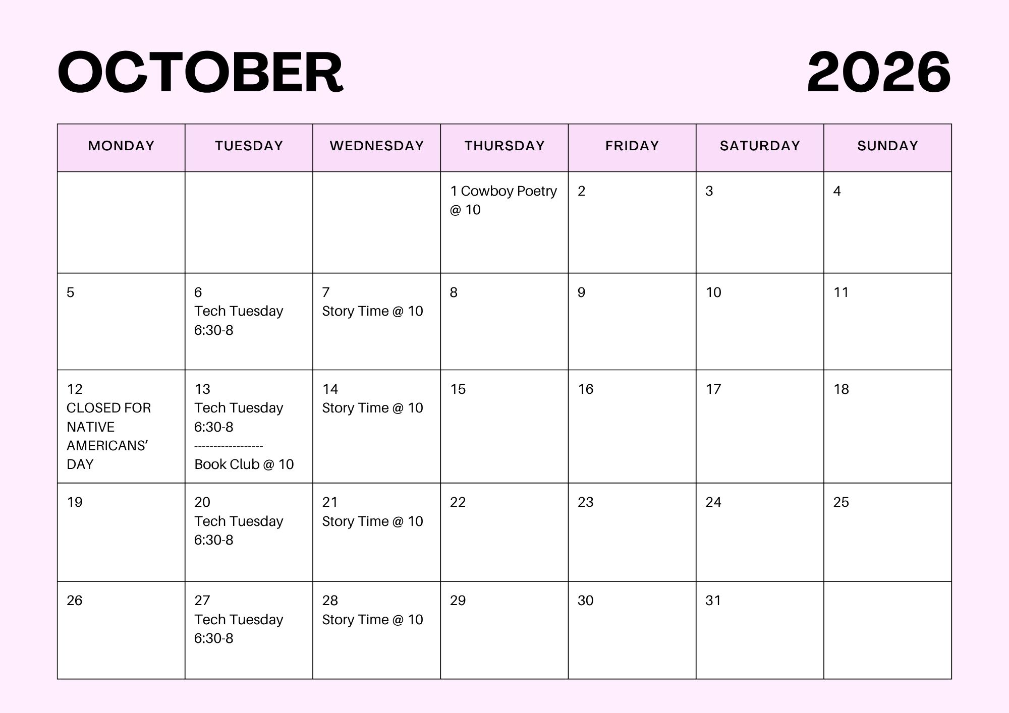 Pink Simple June 2026 Calendar Agenda A4 Document